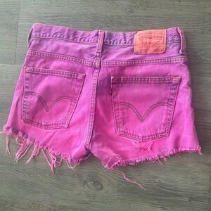 Hot pink cut off Levi shorts